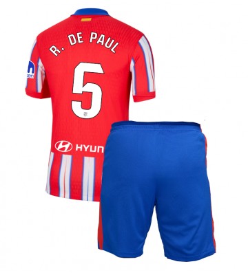 Atletico Madrid Rodrigo De Paul #5 Primera Equipación Niños 2024-25 Manga Corta (+ Pantalones cortos)